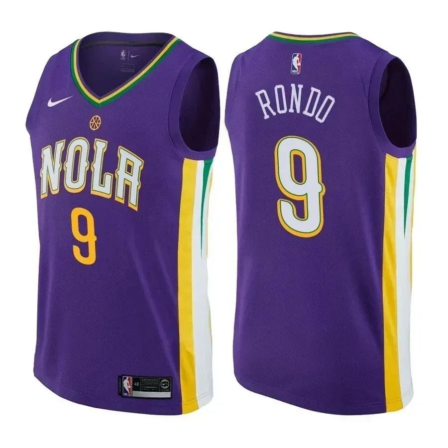 Pelicans Male Rajon Rondo 9 City Edition Purple Jersey
