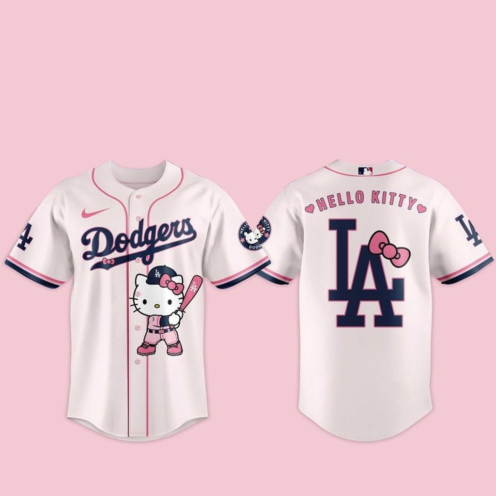 Los Angeles Dodgers x Hello Kitty Night 2026 Pink Clay Baseball Jersey