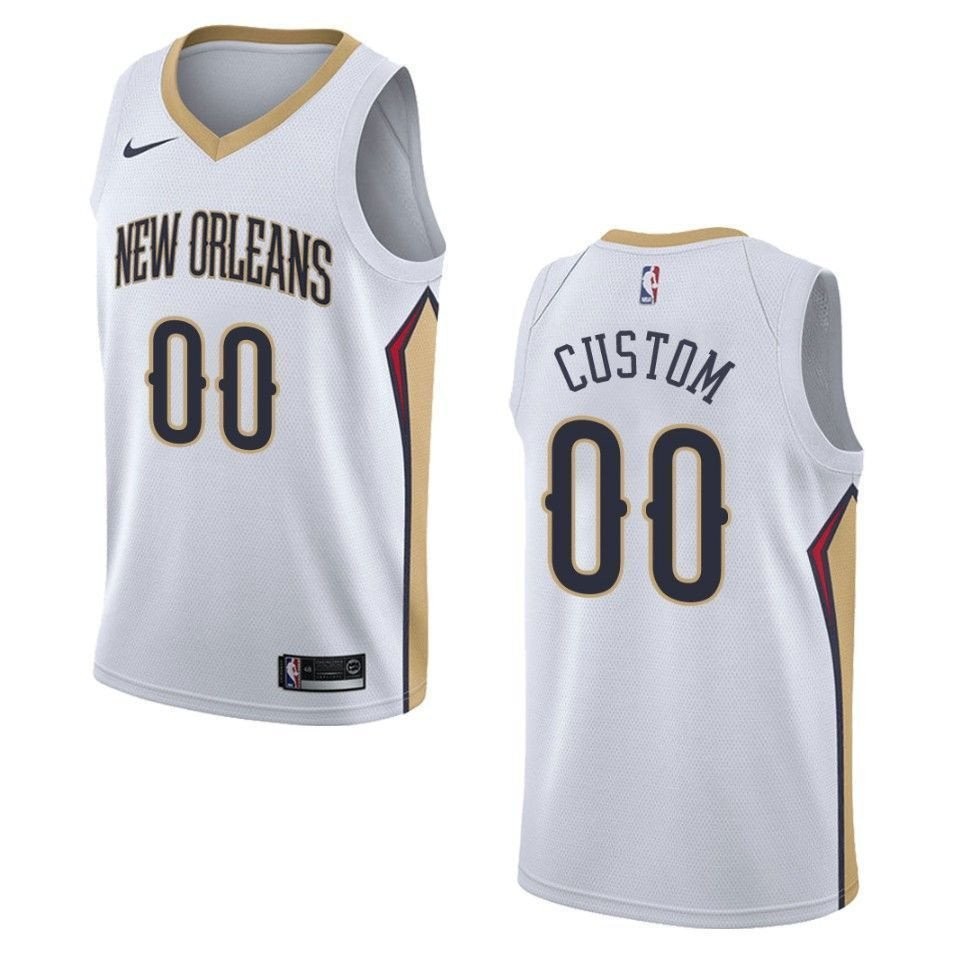 Men's New Orleans Pelicans 00 Custom Association Swingman Jersey White