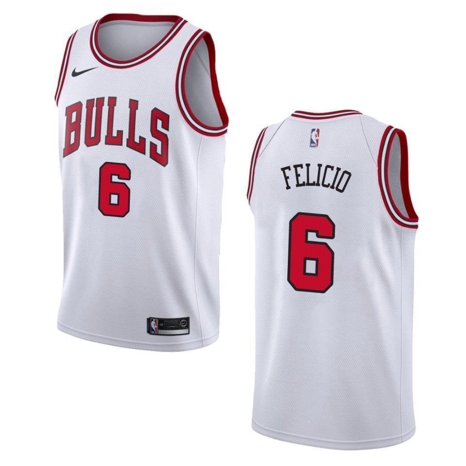 Men's Chicago Bulls 6 Cristiano Felicio Association Swingman Jersey - White