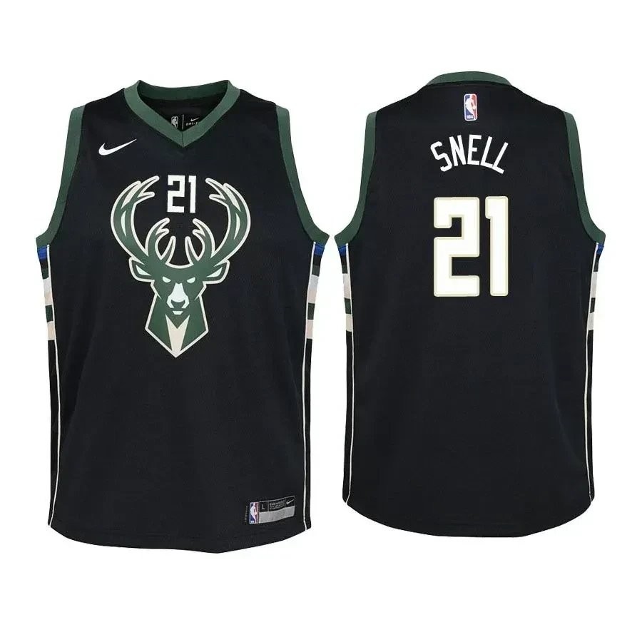 Youth Bucks Tony Snell #21 Statement Black Basketball Jersey Unisex