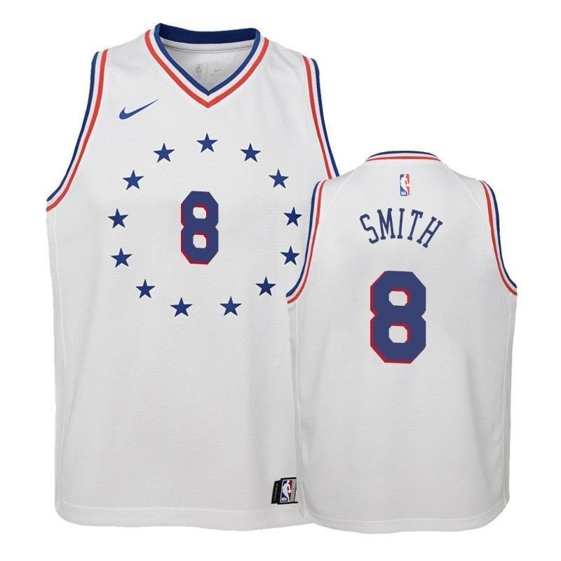 Youth Philadelphia 76ers Zhaire Smith #8 2018-19 Earned White Jersey S-3XL