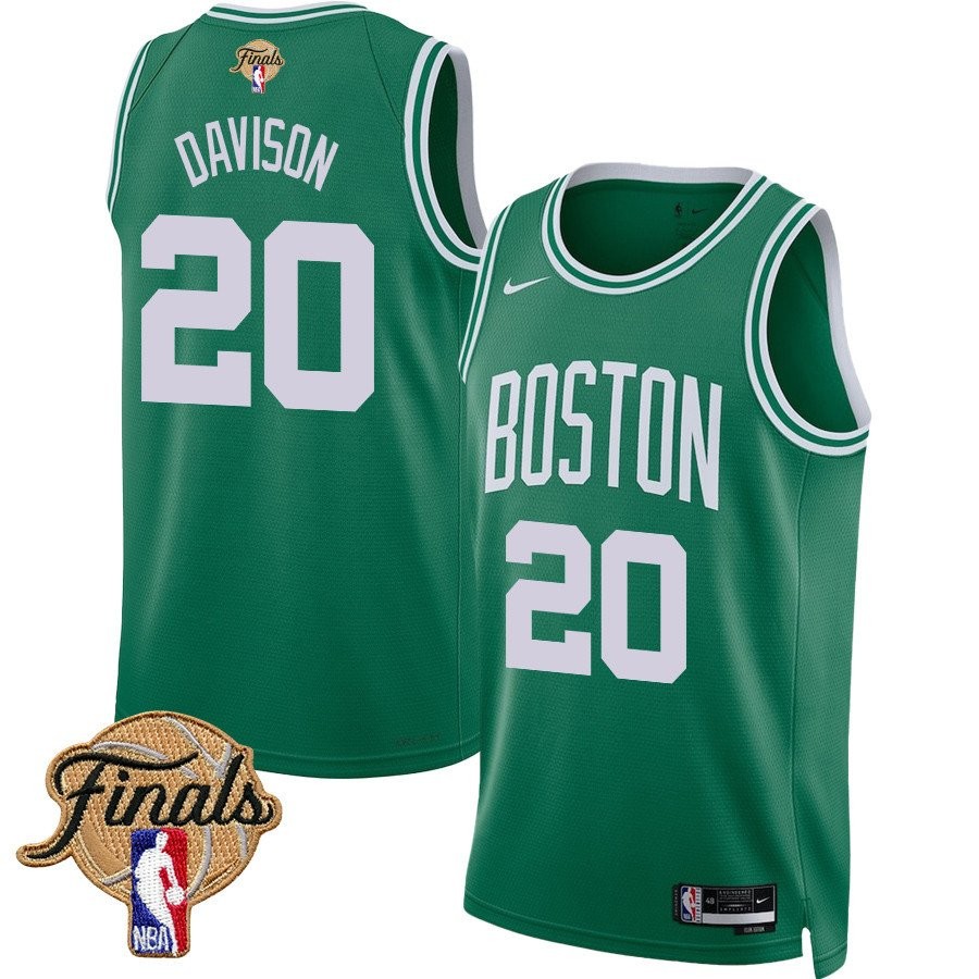 JD Davison 20 Boston Celtics 2024 Finals Patch Icon Edition Jersey Kelly Green