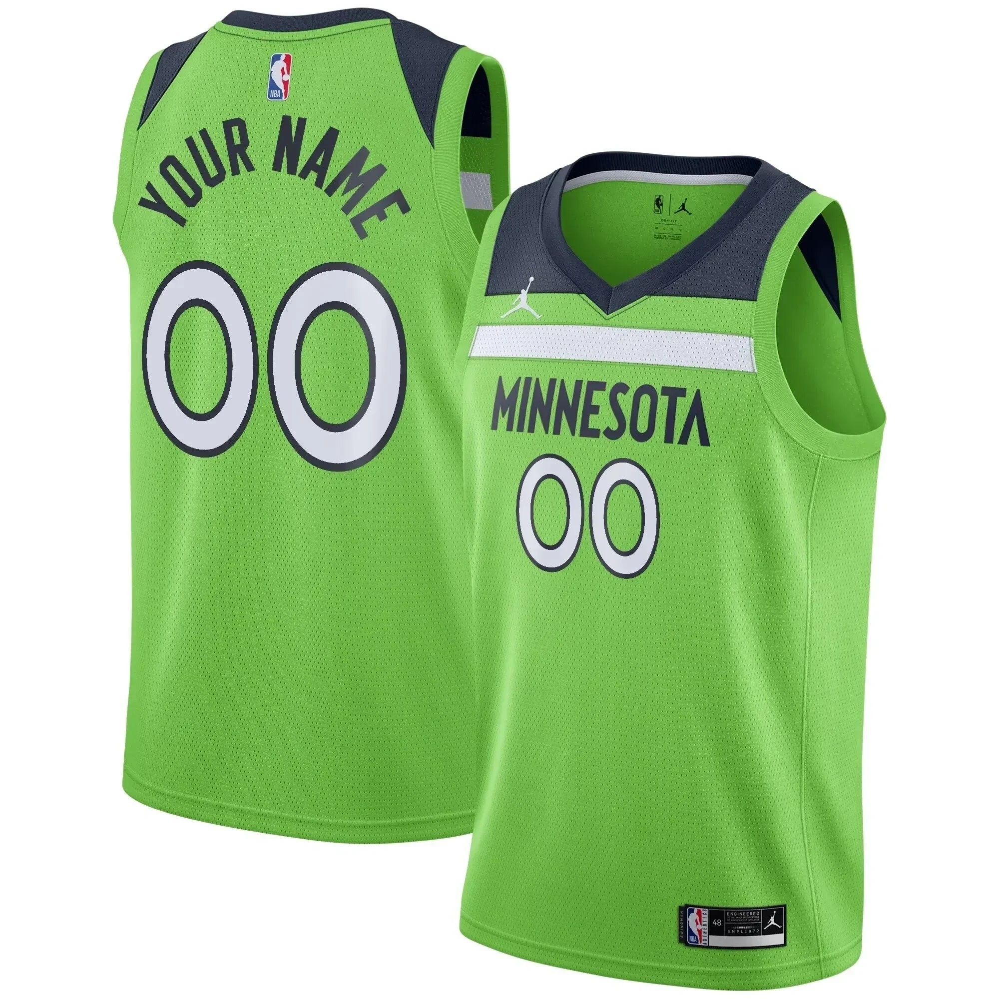 Minnesota Timberwolves Swingman Custom Jersey - Statement Edition - Green
