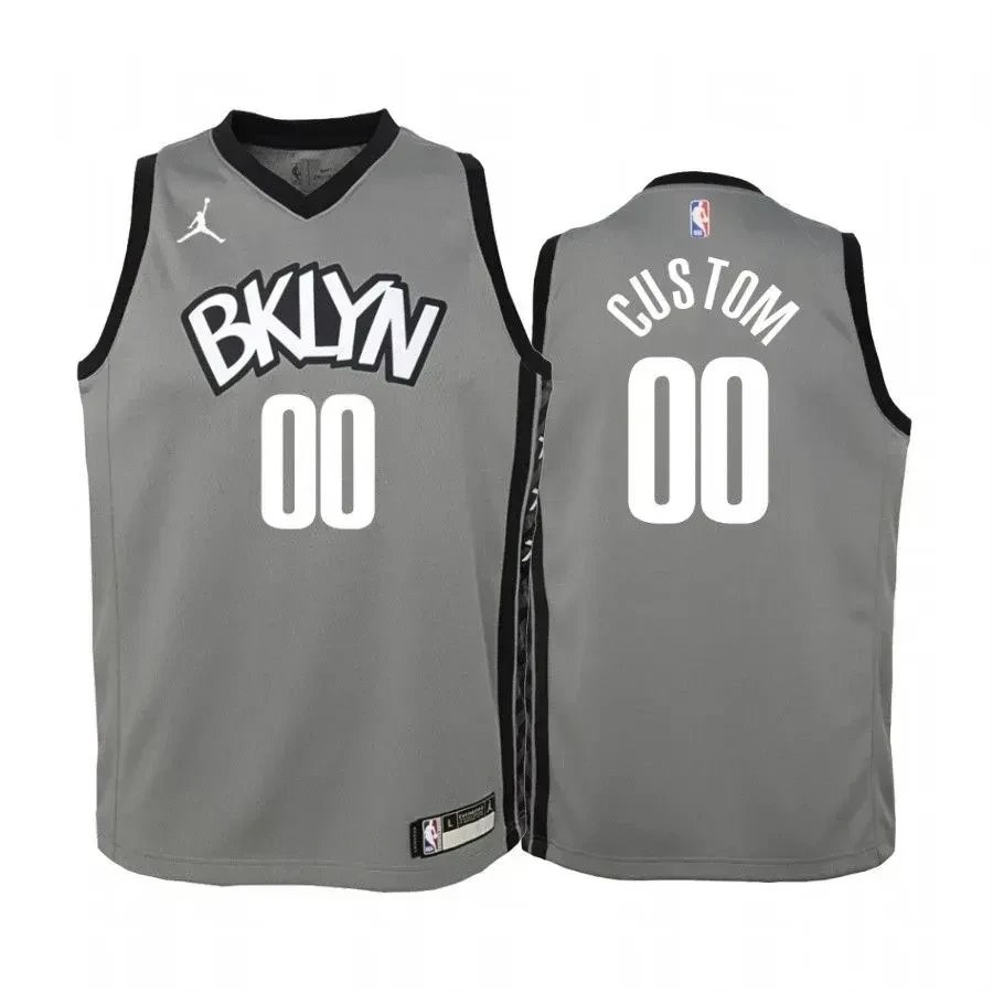 Youth Custom Brooklyn Nets Gray State Jersey Jumpman - Unisex