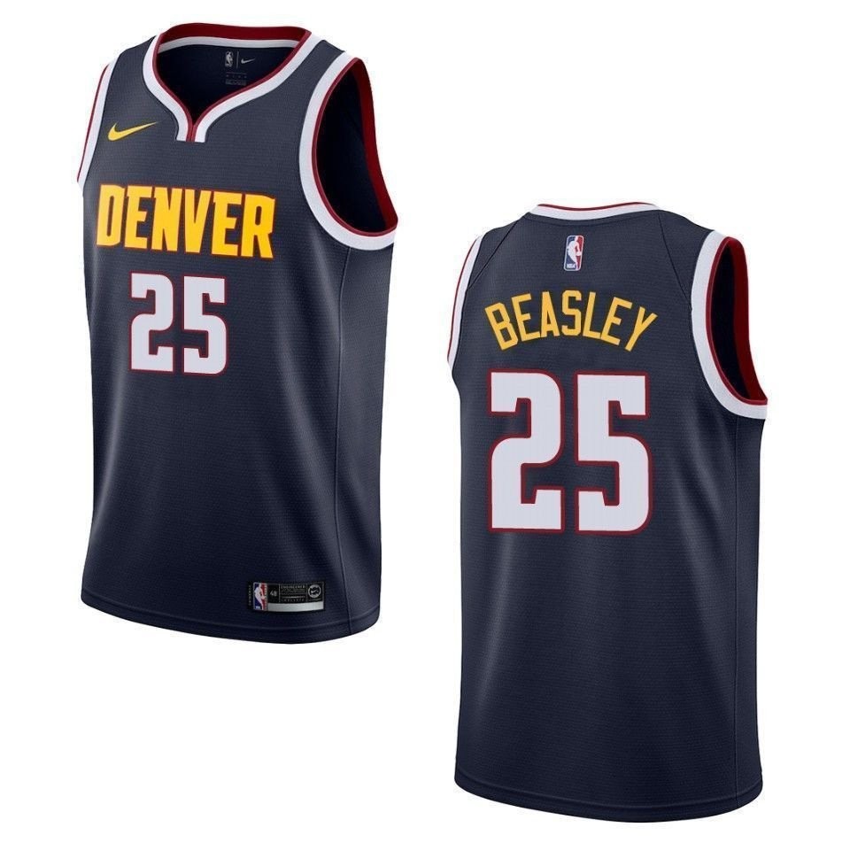 Men's Denver Nuggets 25 Malik Beasley Icon Swingman Jersey Navy