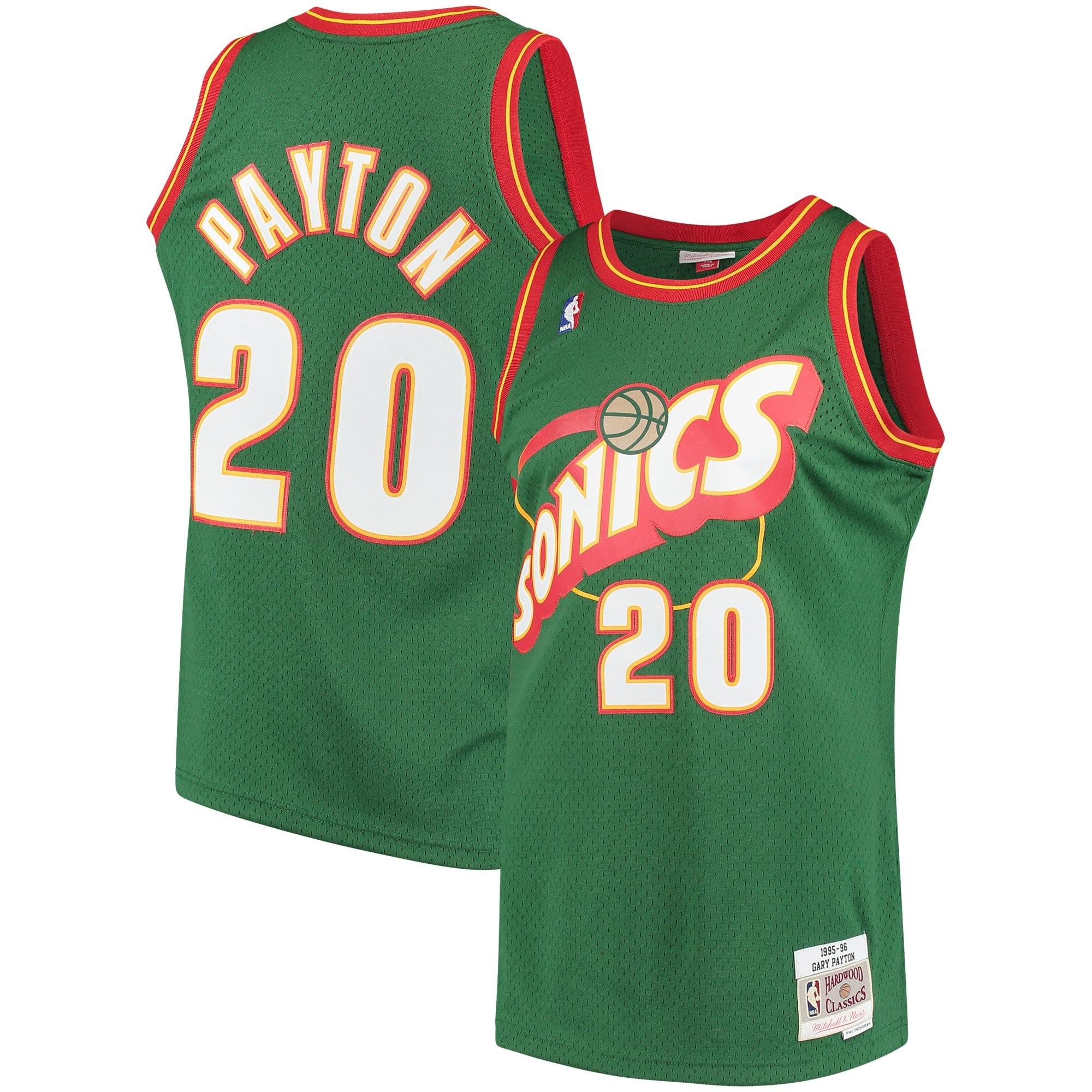Men's Mitchell & Ness Gary Payton Green Seattle SuperSonics 1995-96 Hardwood Classics Swingman Jersey