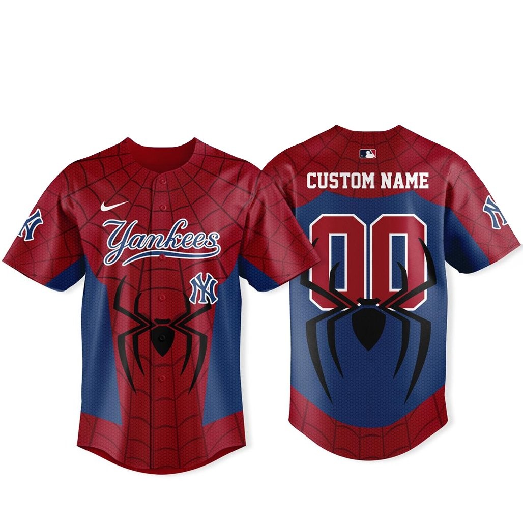 Custom Name and Number New York Yankees x Spider-Man Brand New Day 2026 Baseball Jersey