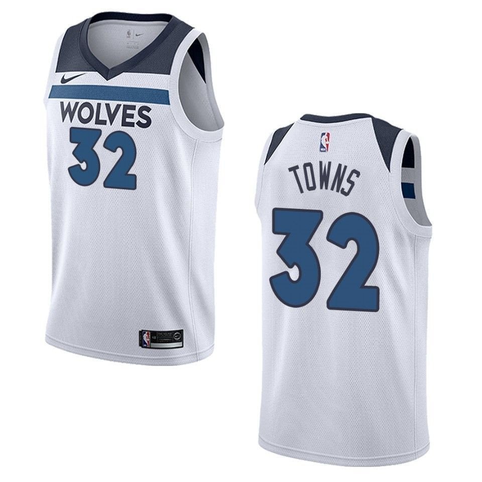 Men's Minnesota Timberwolves Karl-Anthony Towns #32 Association Swingman Jersey White