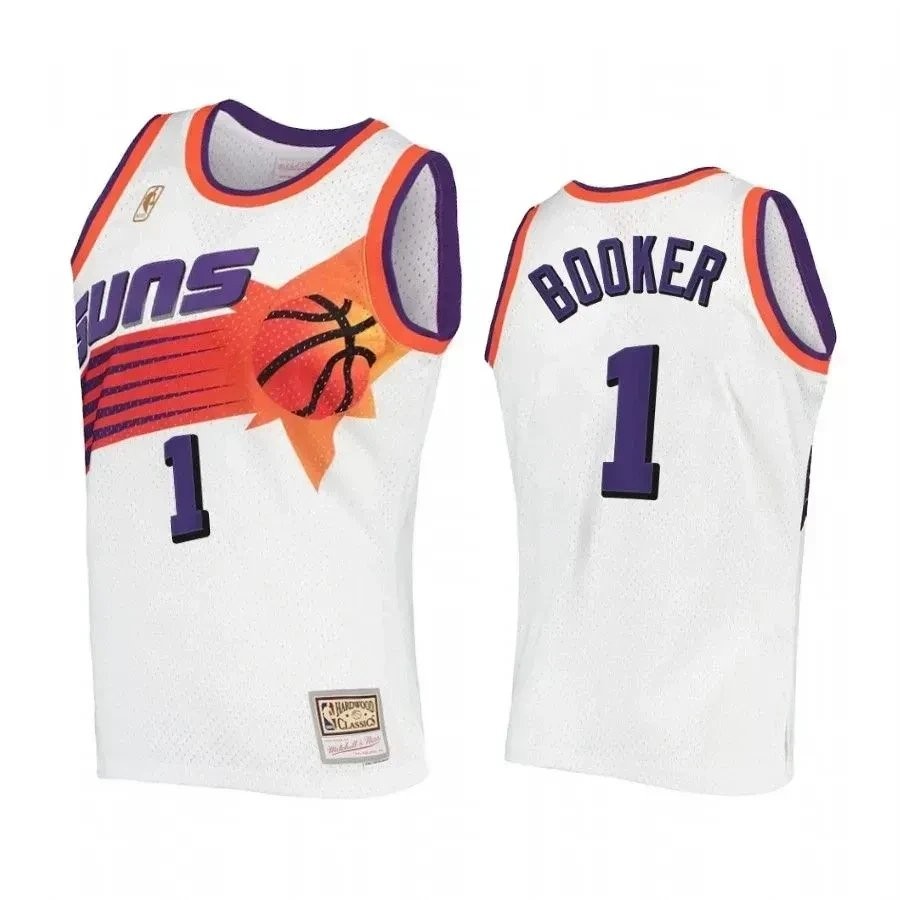 Men's Devin Booker 1 Phoenix Suns Hardwood Classics Jersey White