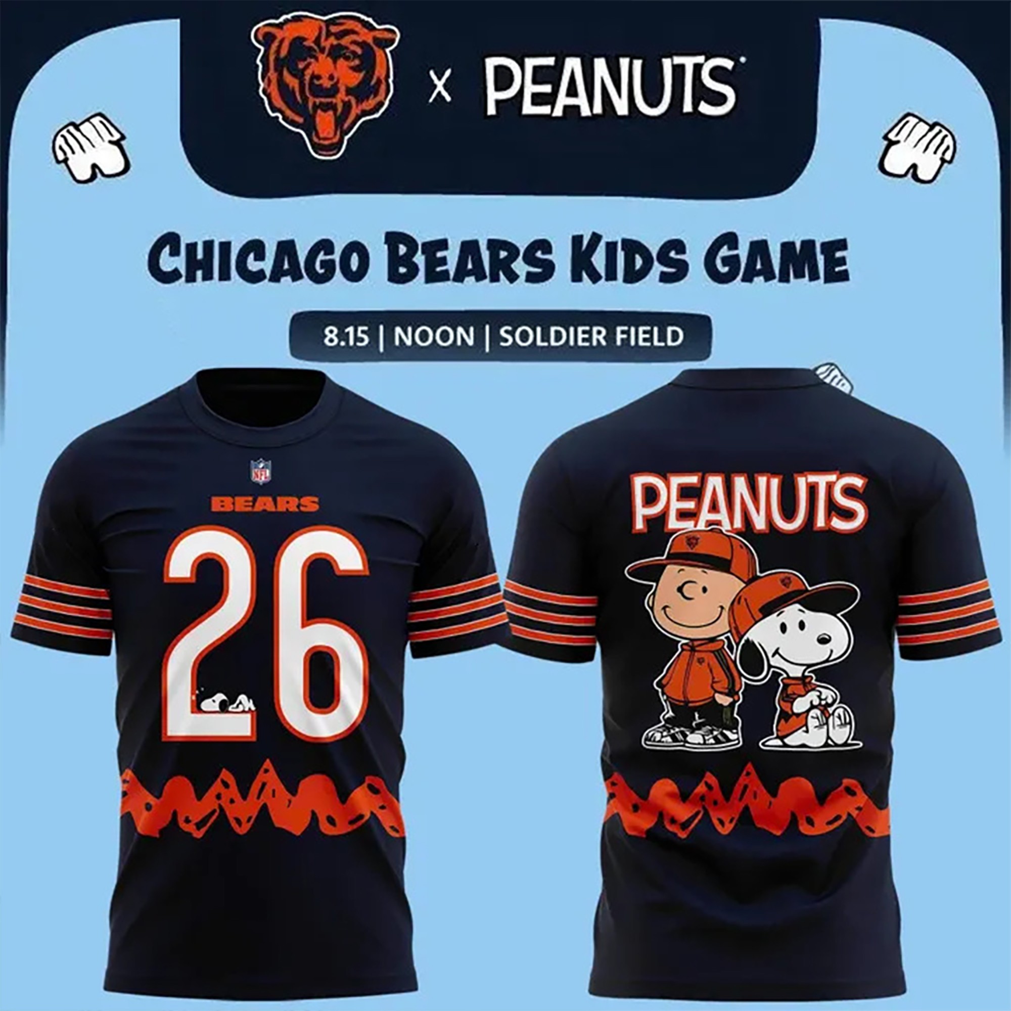 Musemora - Unisex Chicago Bears T-Jersey Shirt - Football
