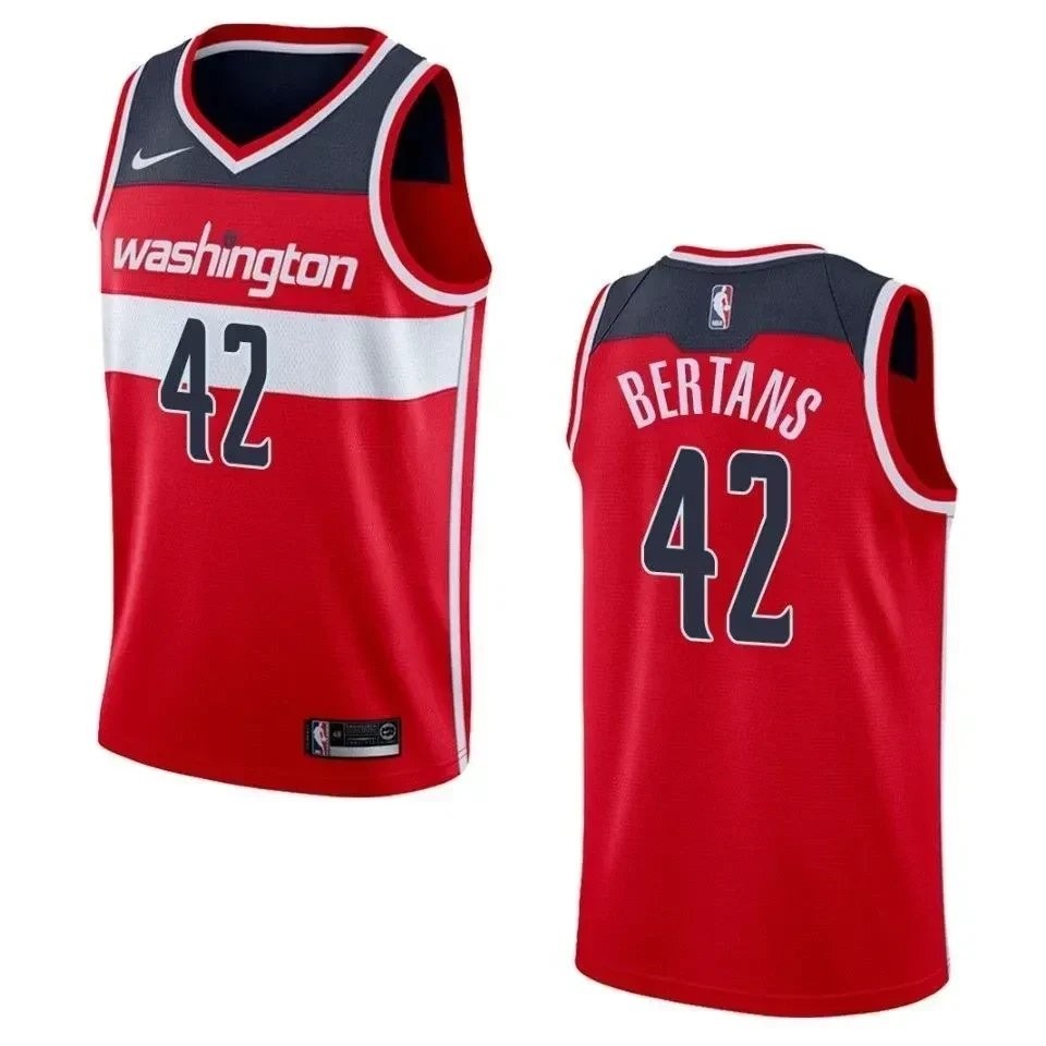 Men's Washington Wizards 42 Davis Bertans Icon Swingman Jersey Red