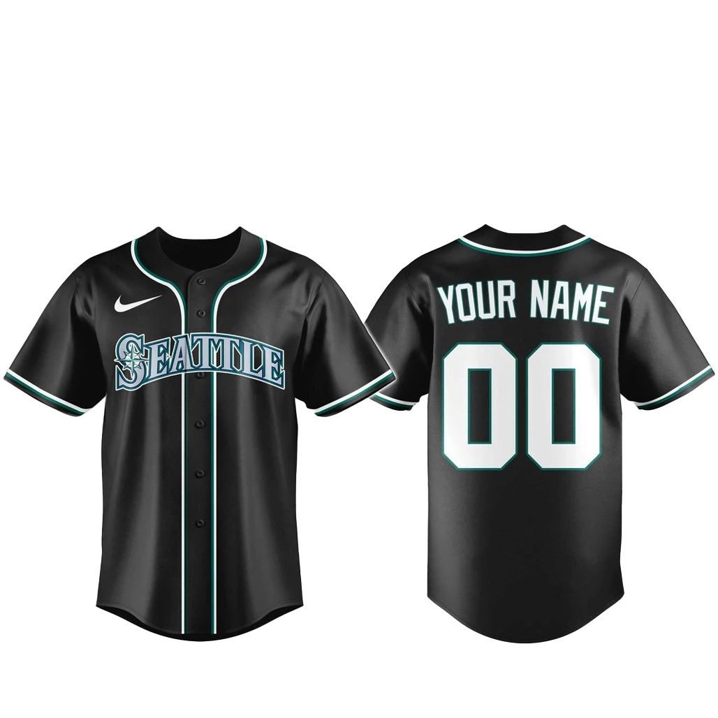 Custom Name and Number Seattle Mariners Blackout Built For The Night 2026 Baseball Jersey