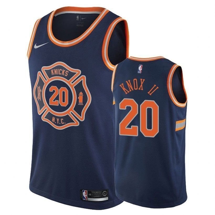 Knicks Kevin Knox II #20 City Navy Basketball Jersey - Adult Unisex