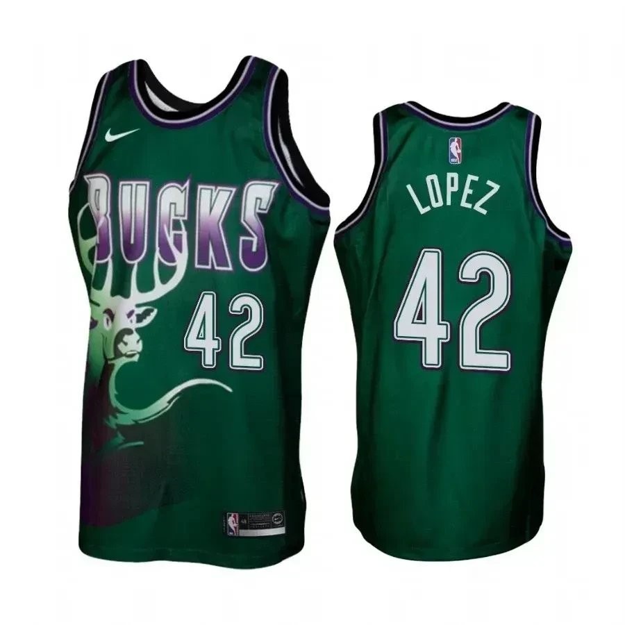 Men's Milwaukee Bucks 42 Robin Lopez Green Hardwood Classics Jersey