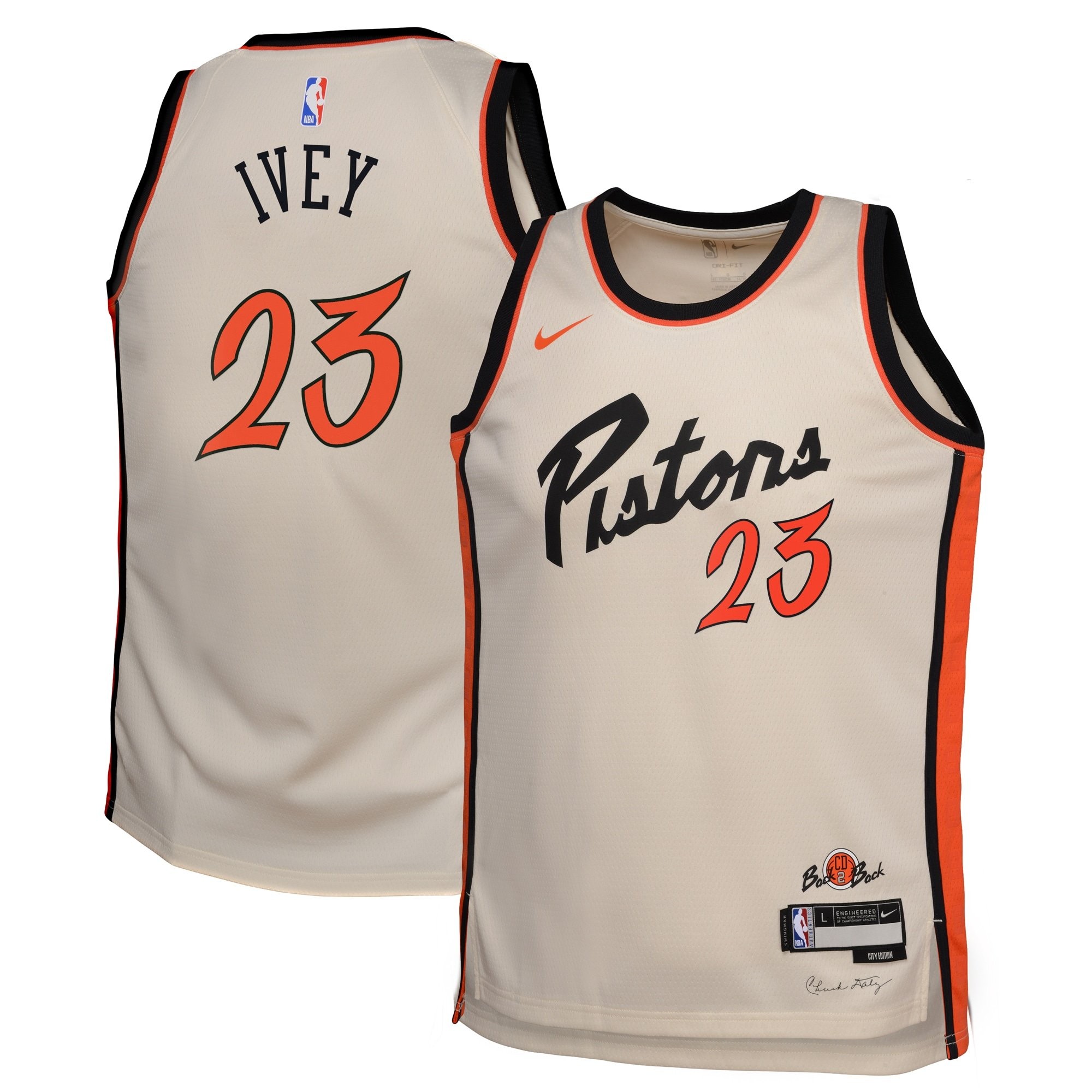 Detroit Pistons 2024 City Edition Swingman Jersey Cream Jaden Ivey Youth S-3XL