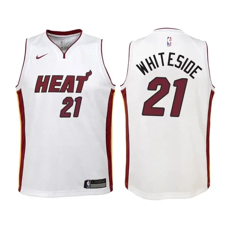 Youth Heat Hassan Whiteside 21 Association Edition White Basketball Jersey