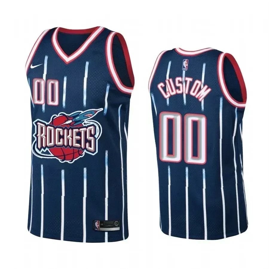 Men's Houston Rockets 00 Custom Navy Hardwood Classics Jersey