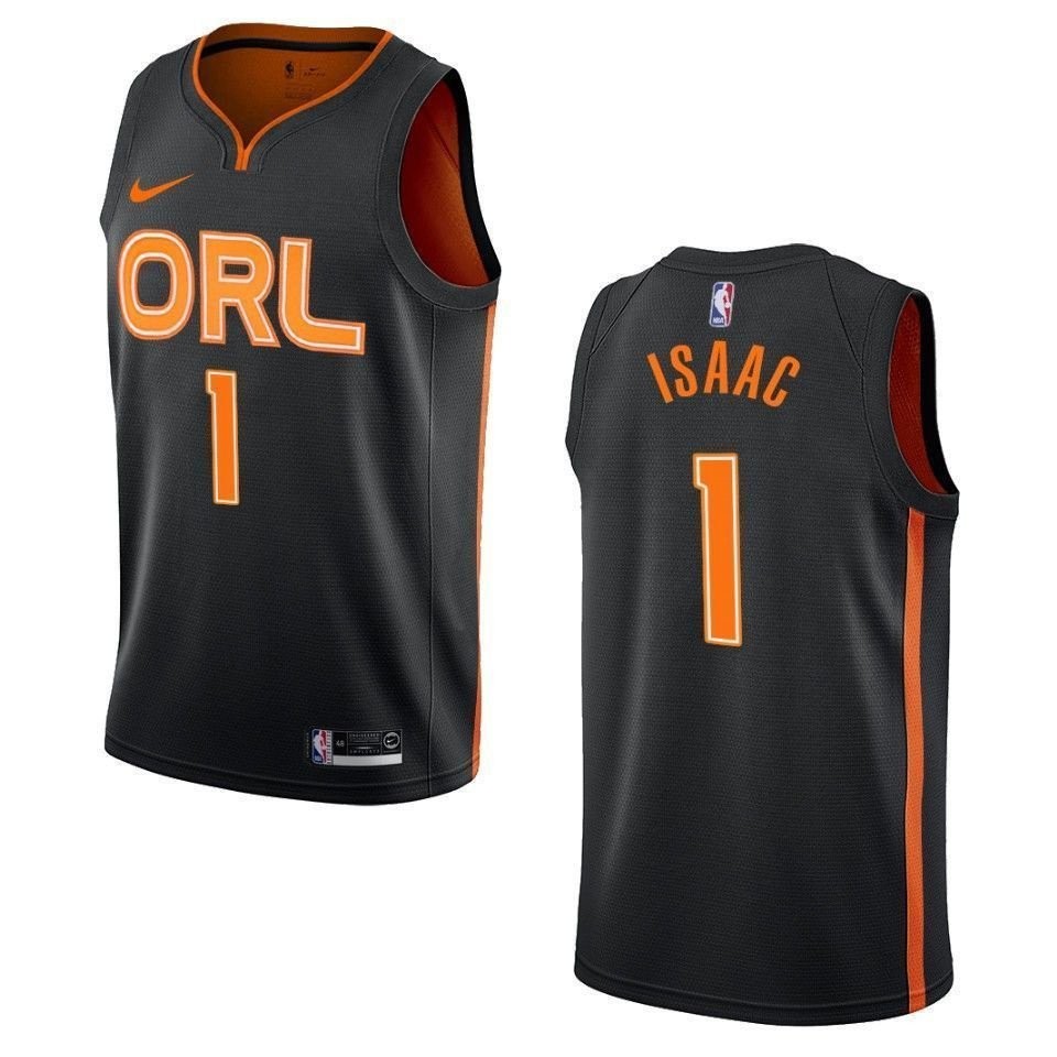 Men's Orlando Magic Jonathan Isaac City Swingman Jersey Black Multi Color