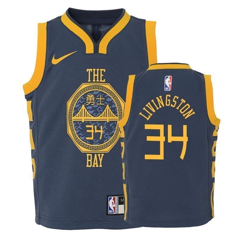 Youth Warriors Shaun Livingston 34 City Navy Jersey - Unisex Multicolor Polyester Athletic Wear