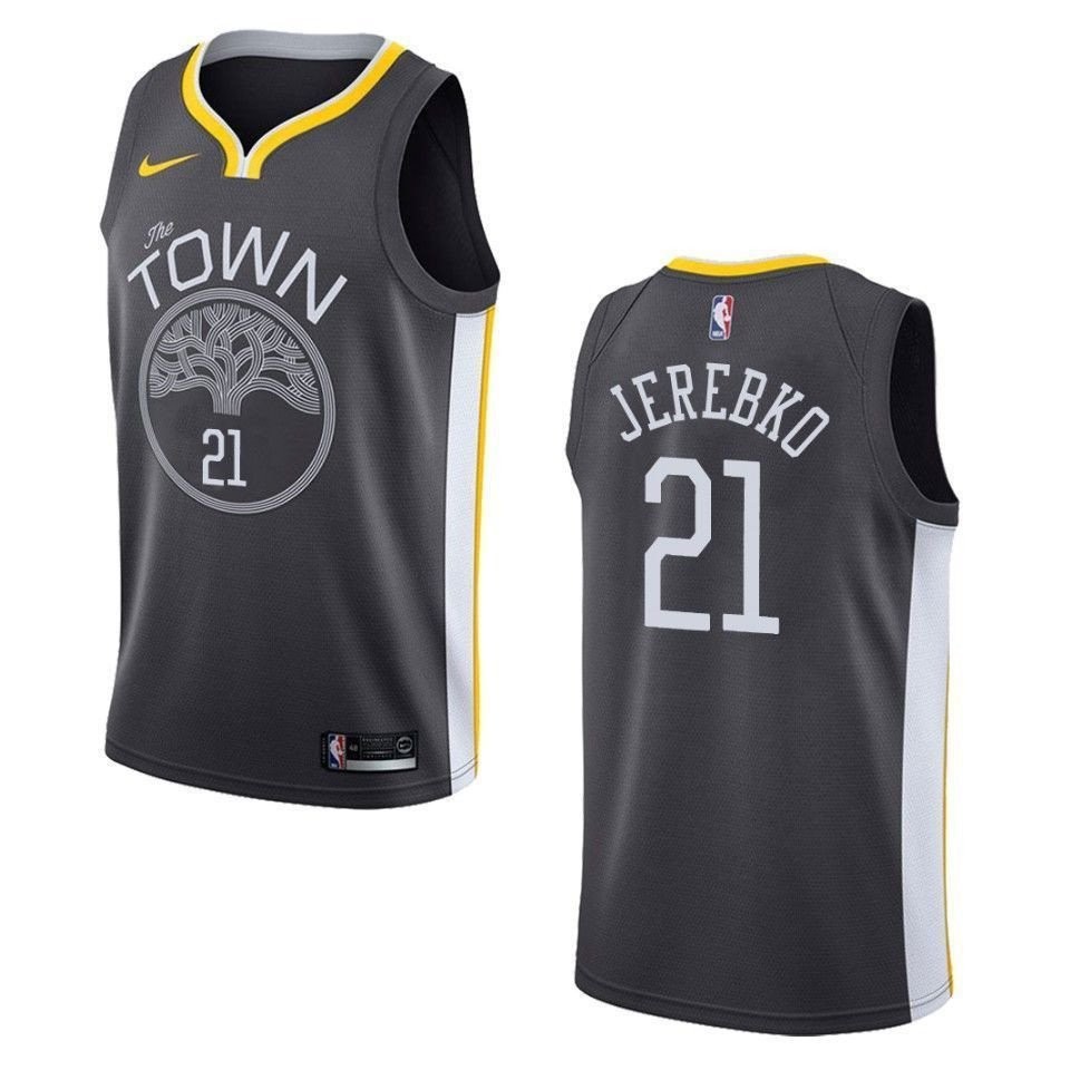 Men's Golden State Warriors 21 Jonas Jerebko Statement Swingman Jersey - Black