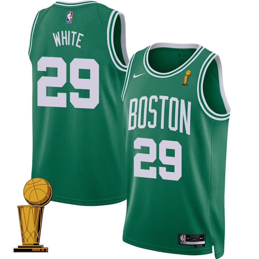Derrick White 29 Boston Celtics 2024 Finals Champions Jersey Icon Edition Kelly Green