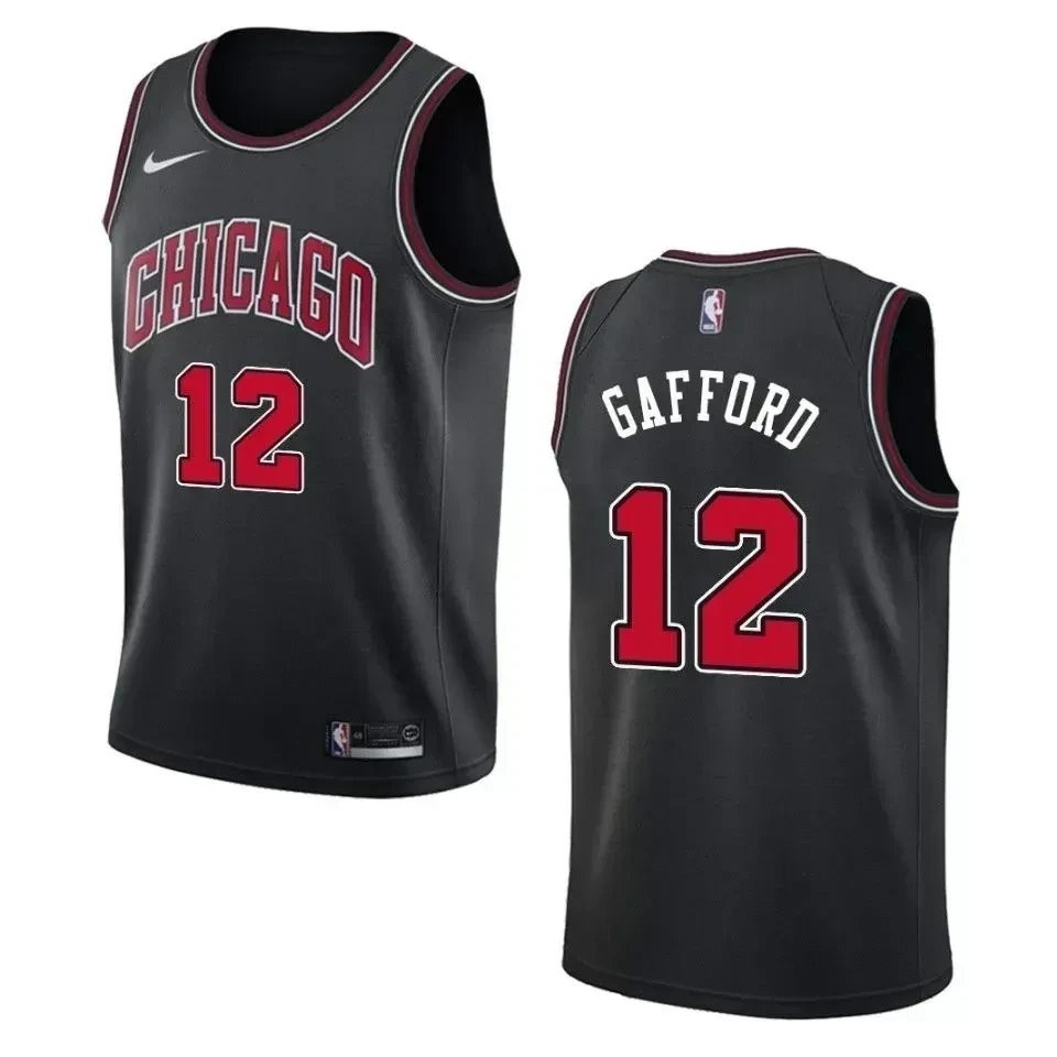Men's Chicago Bulls 12 Daniel Gafford Statement Swingman Jersey - Black