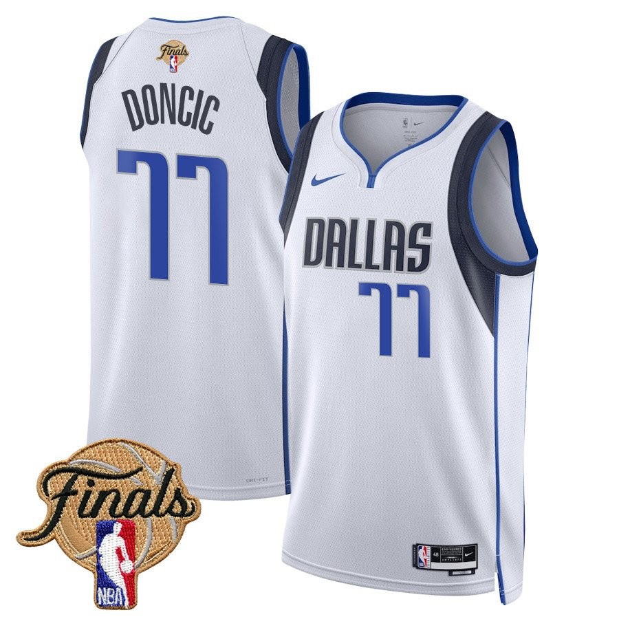Luka Doncic 77 Dallas Mavericks 2024 Finals Patch Swingman Jersey Association Edition White