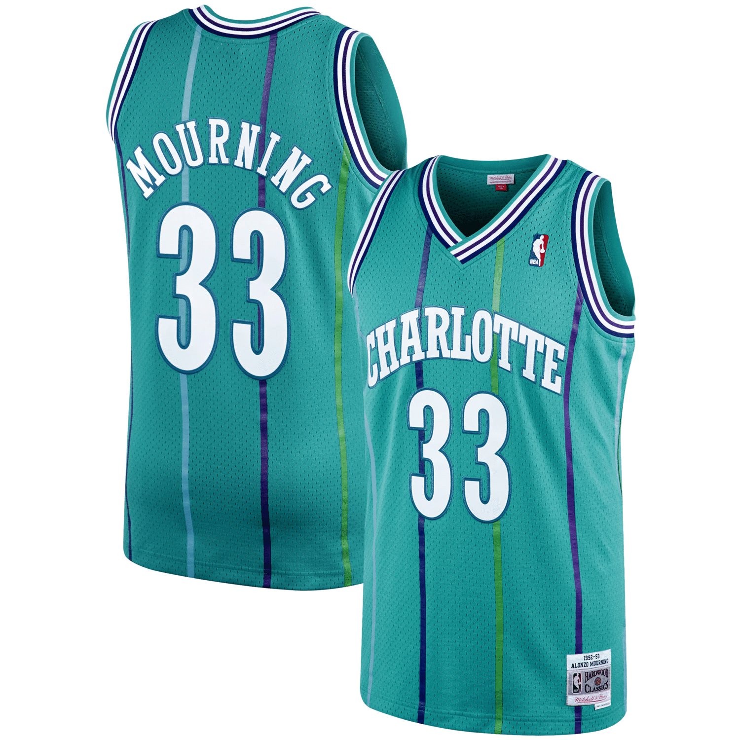 Alonzo Mourning Charlotte Hornets Mitchell & Ness 1994-95 Hardwood Classics Swingman Jersey - Purple Jersey - Image 4