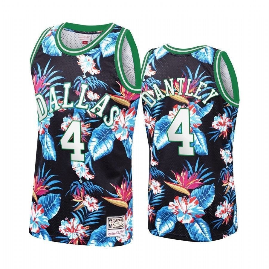Men's Dallas Mavericks Adrian Dantley #4 Floral Fashion Jersey Multicolor S-3XL