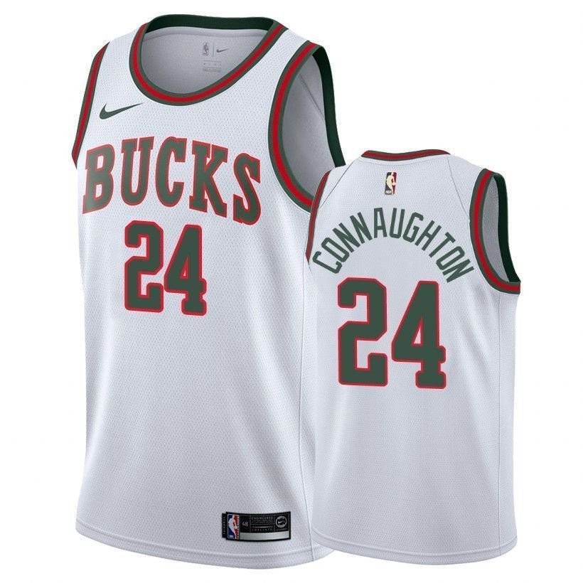 Men's Bucks Pat Connaughton 24 Classic White Basketball Jersey