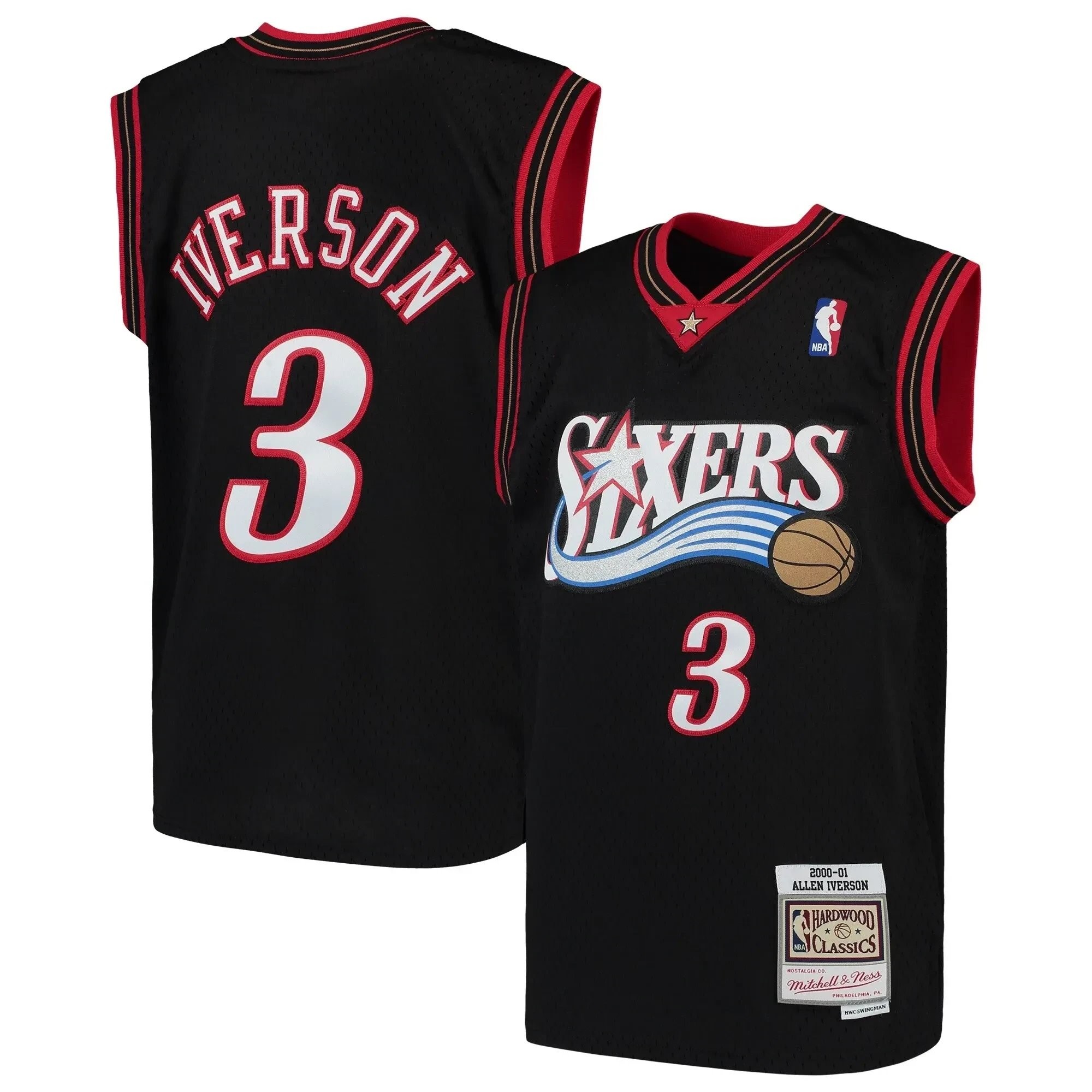 Allen Iverson Philadelphia 76ers Mitchell Ness Youth Hardwood Classics Swingman Throwback Jersey - Royal - Image 4