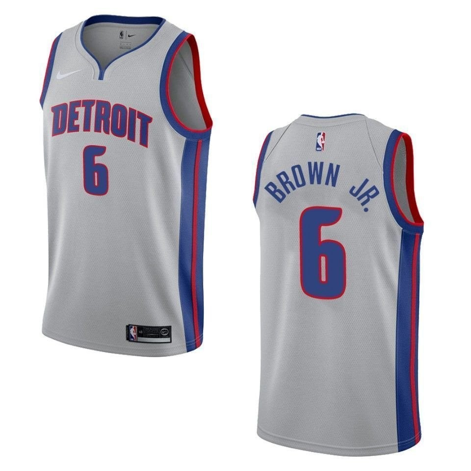 Men's Detroit Pistons Bruce Brown Jr. #6 Statement Swingman Jersey Gray