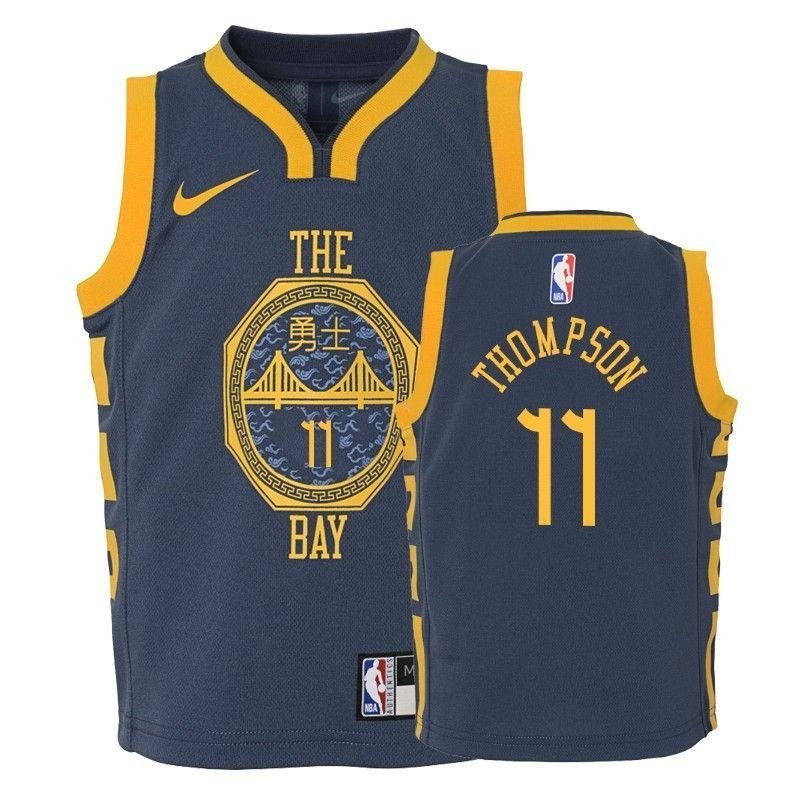 Youth Warriors Klay Thompson 11 City Navy Multicolor Jersey S-3XL