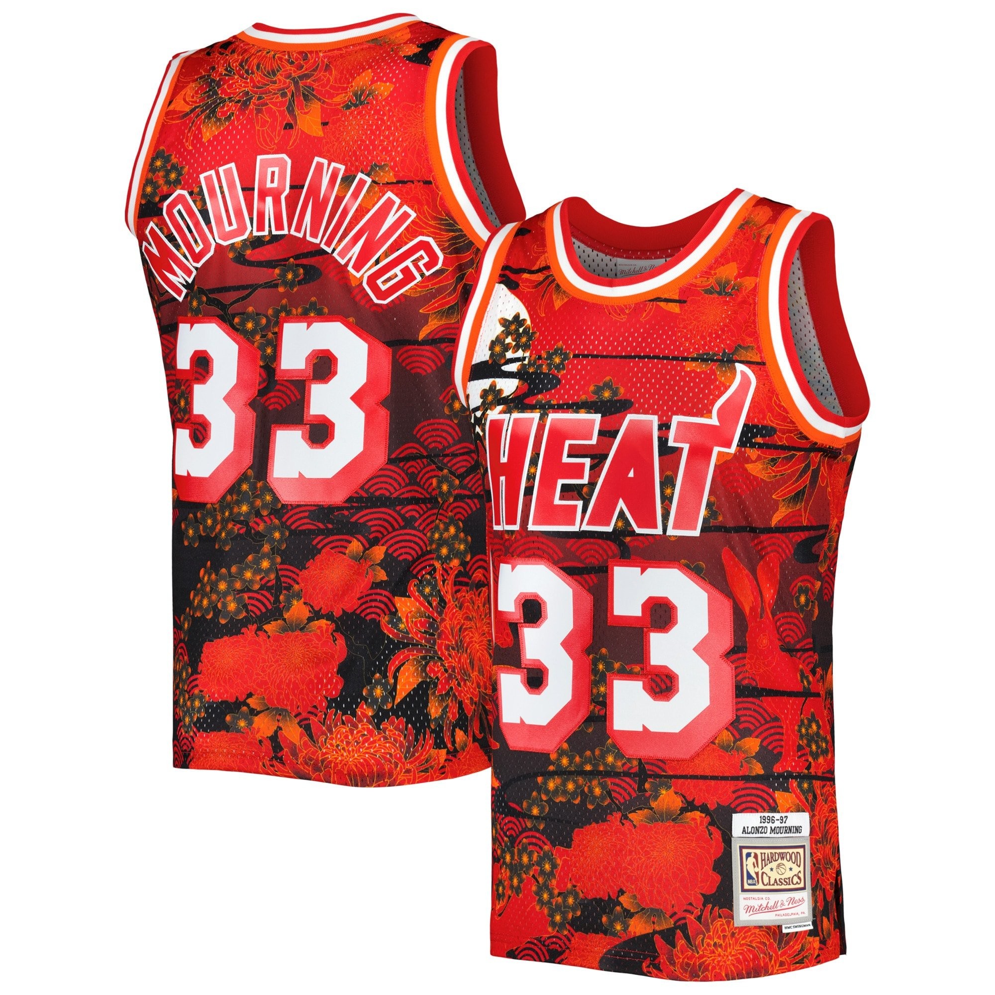 Men's Mitchell & Ness Alonzo Mourning Red Miami Heat 1996/97 Hardwood Classics Swingman Jersey