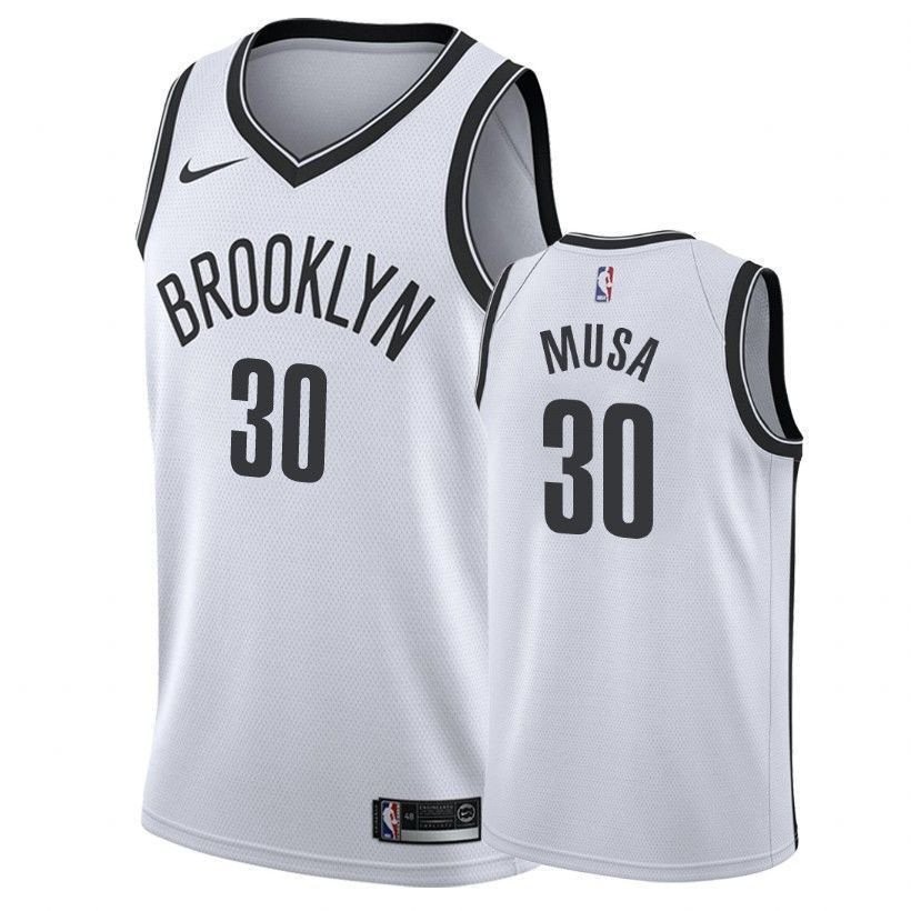 Men's Nets Dzanan Musa 30 Association White Jersey - 100% Polyester, Sizes S-3XL