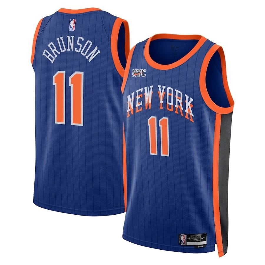 Jalen Brunson 11 New York Knicks 2023/24 City Edition Swingman Jersey Blue Unisex