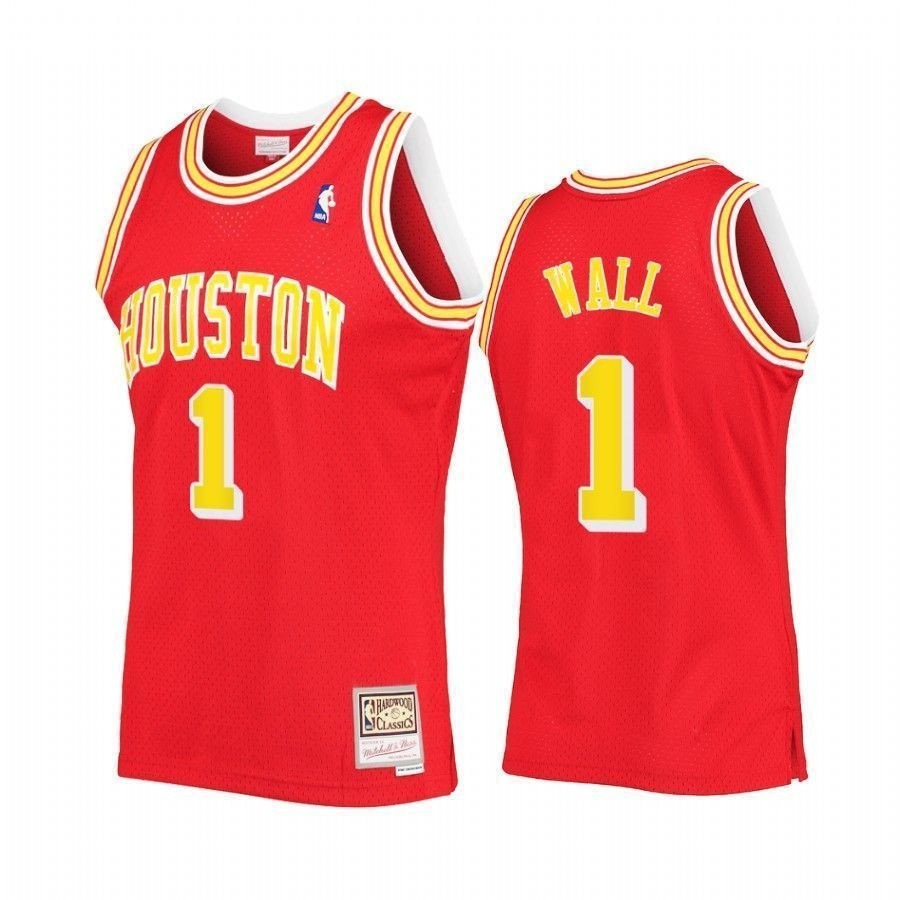 Men's John Wall 1 Houston Rockets Red Hardwood Classics Jersey - 100% Polyester