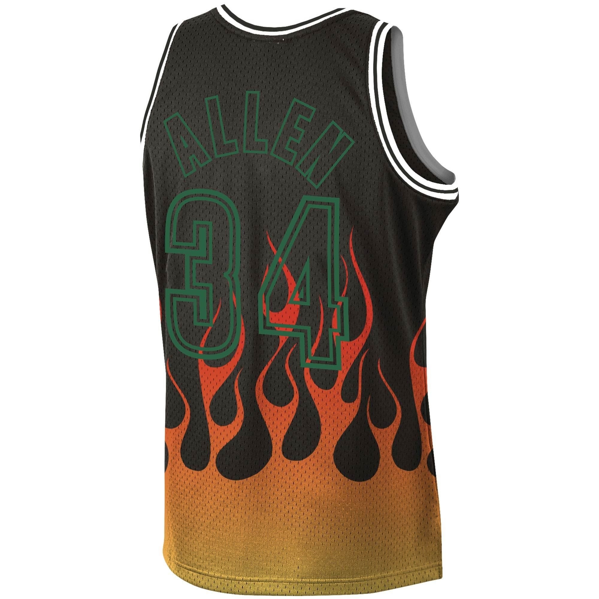 Ray Allen Milwaukee Bucks Mitchell Ness 1996-97 Hardwood Classics Flames Swingman Jersey ??Black - Image 3