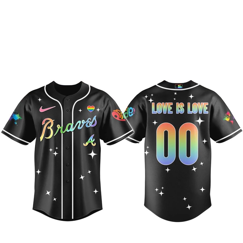Custom Number Atlanta Braves Diamond with Pride Baseball Jersey