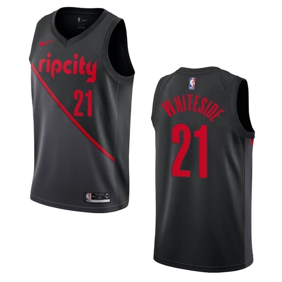 Men's Portland Trail Blazers Hassan Whiteside City Swingman Jersey Black S-3XL
