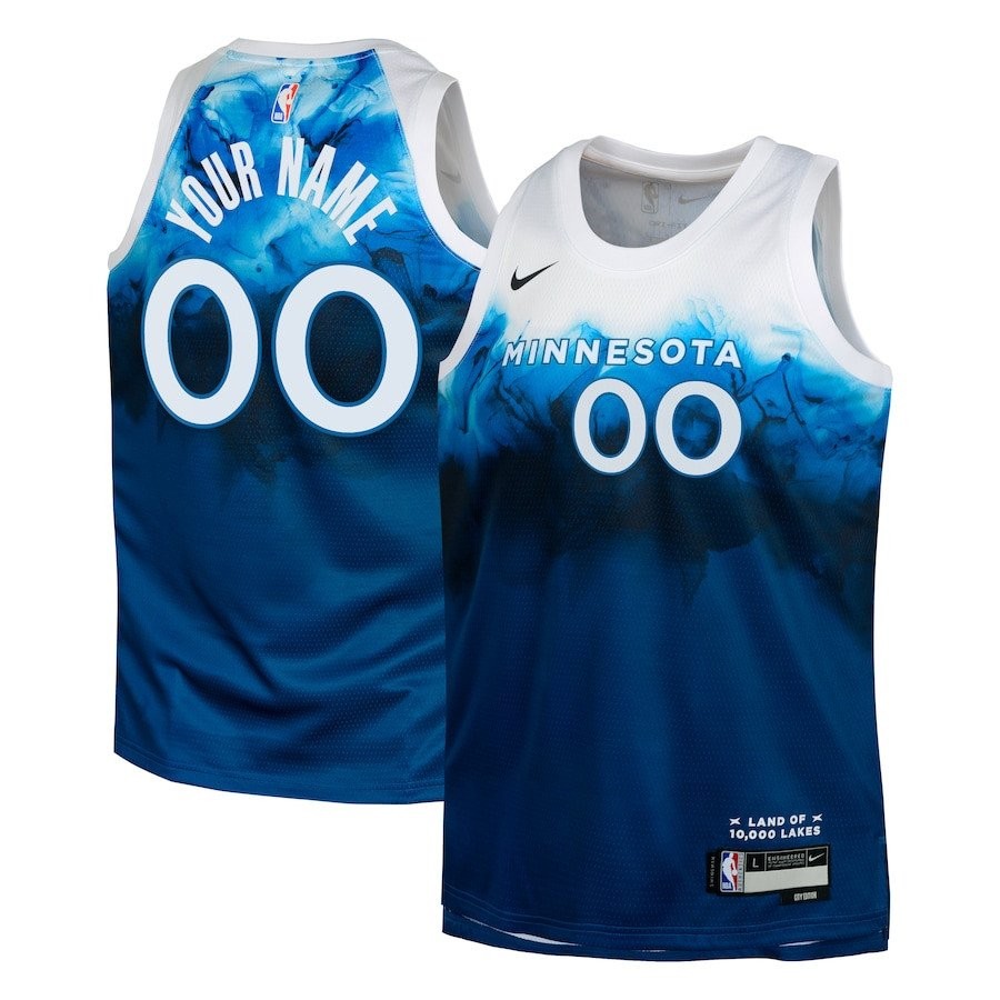 Minnesota Timberwolves 2023/24 City Edition Swingman Custom Youth Jersey Blue Multicolor Sizes S-3XL