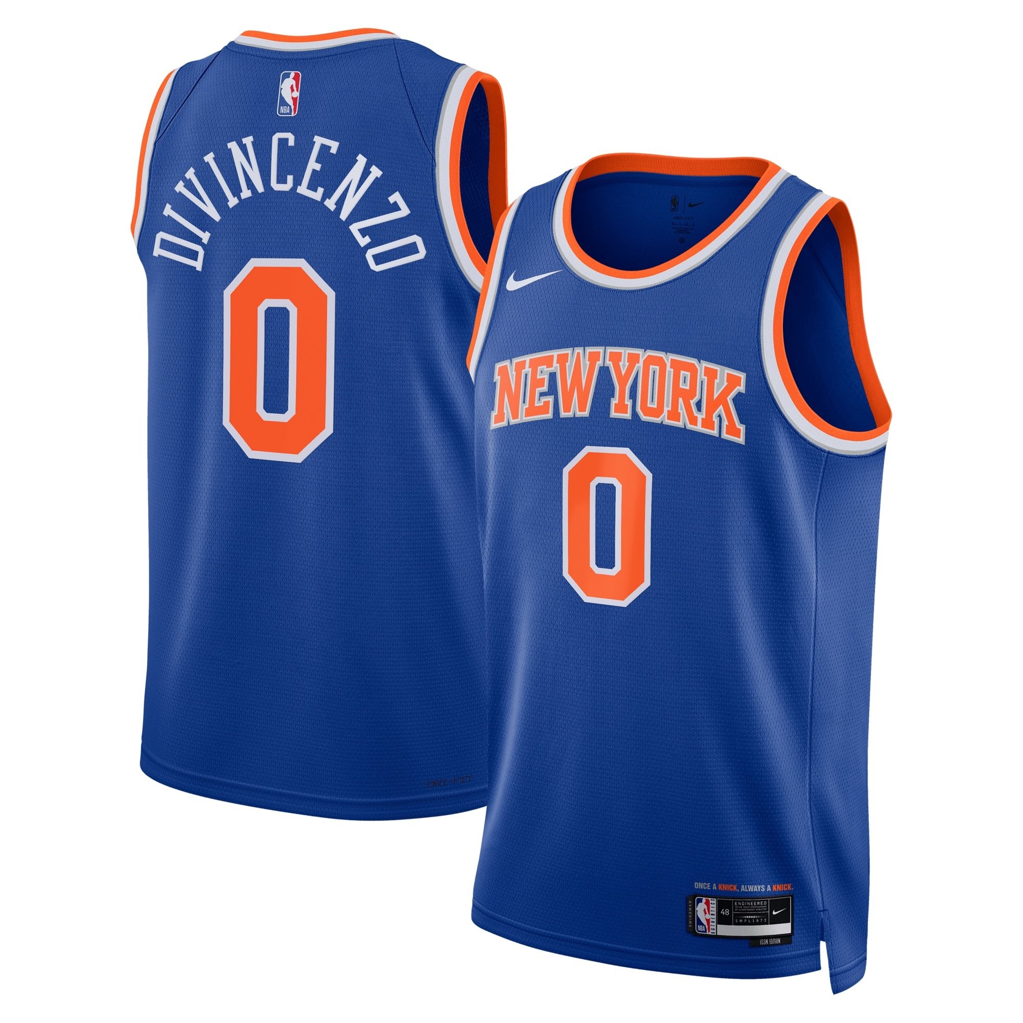 New York Knicks Icon Edition Swingman Jersey Blue Donte DiVincenzo Unisex