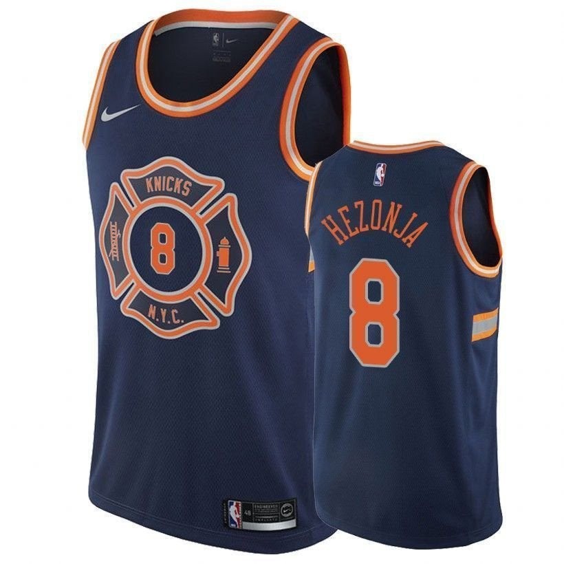 Knicks Mario Hezonja #8 City Edition Navy Basketball Jersey - Men's Sizes S-3XL