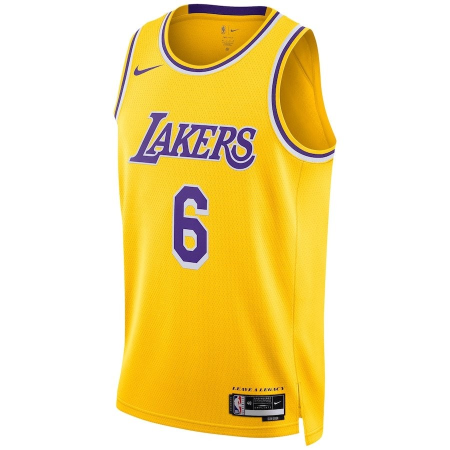 LeBron James 6 Los Angeles Lakers Unisex Swingman Jersey Icon Edition Gold - Image 2