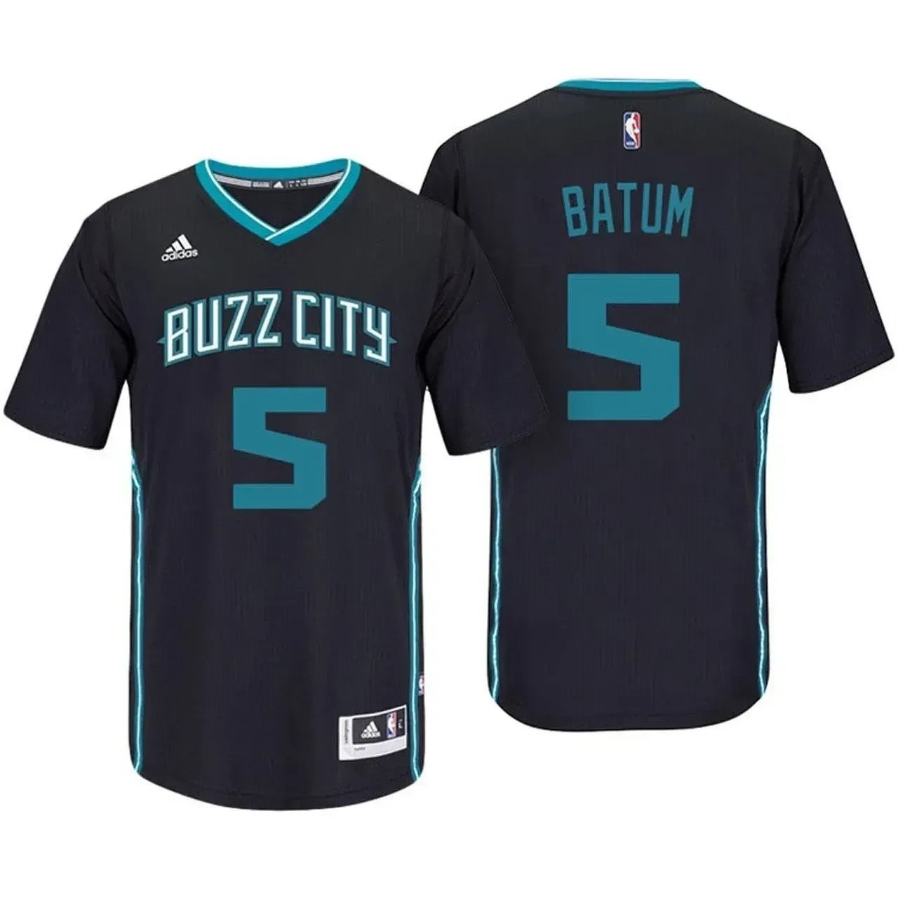 Nicolas Batum Charlotte Hornets #5 Black Buzz City Pride Sleeved Swingman Jersey Mens