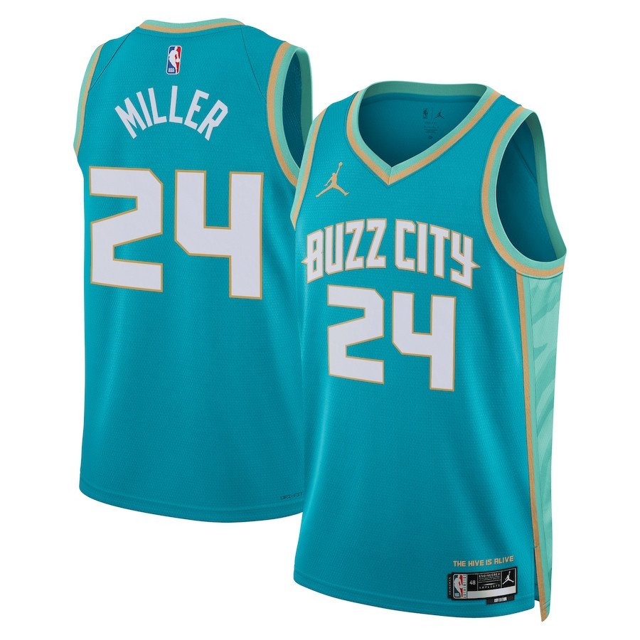 Brandon Miller 24 Charlotte Hornets 2023/24 City Edition Swingman Jersey Teal Unisex