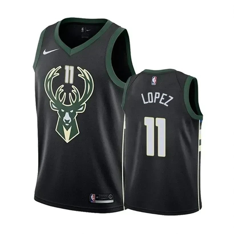 Men's Brook Lopez Bucks #11 Black Basketball Jersey S-3XL Polyester