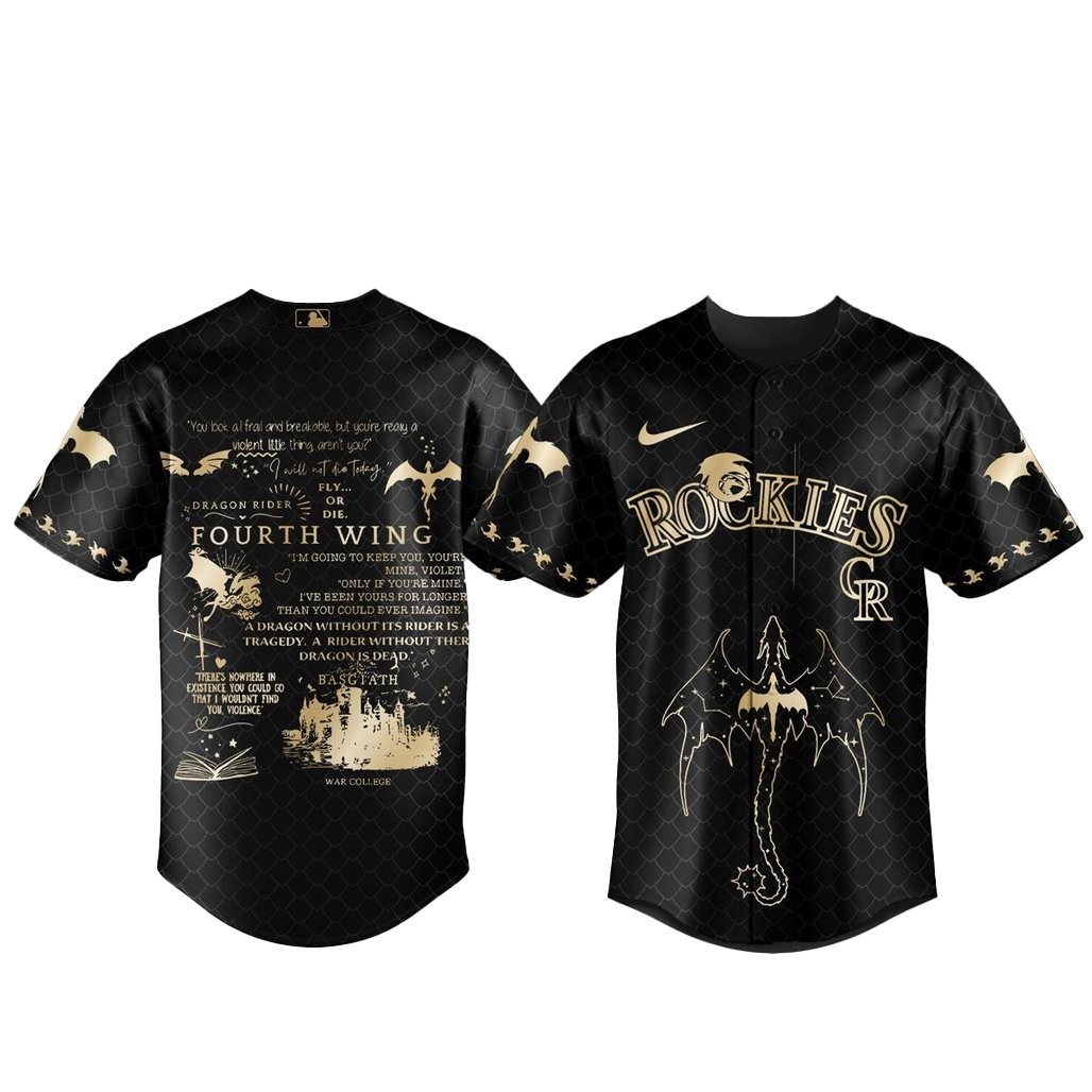 Colorado Rockies x Fourth Wing Night 2026 Gold Black Baseball Jersey