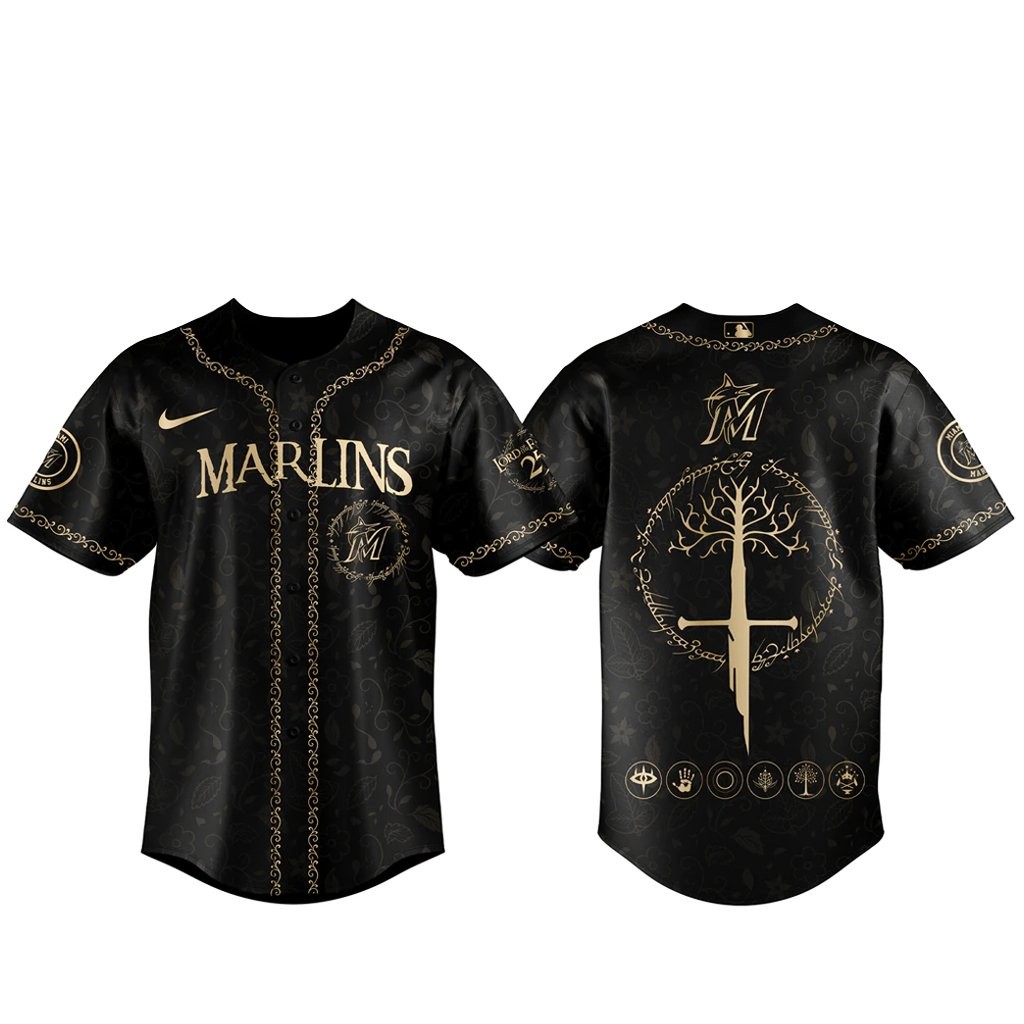 Miami Marlins The Lord of The Rings 2026 Night Black Baseball Jersey